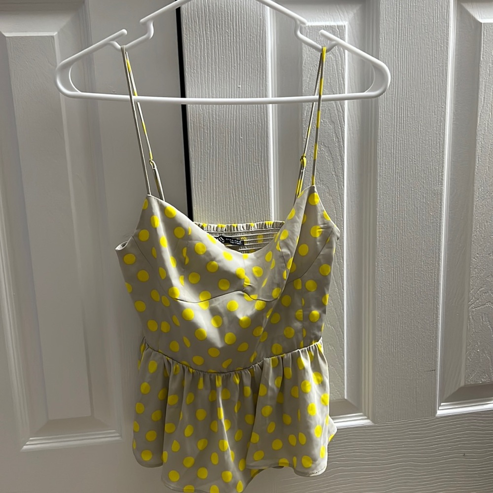 Zara yellow polka dot sleeveless cami small